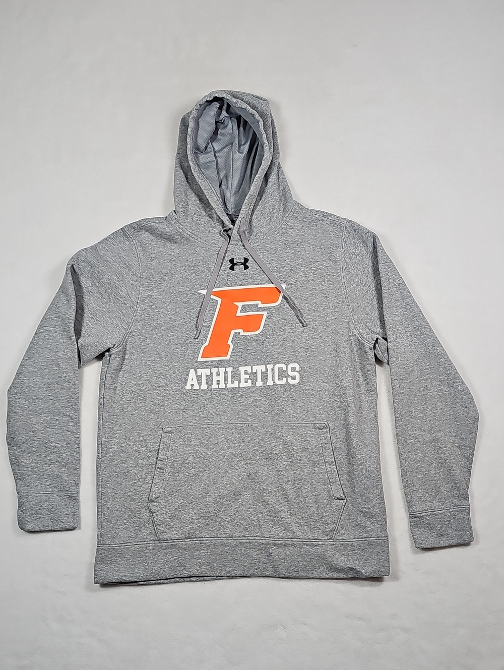 Cal State Fullerton Under Armour Men's Gray Crewneck Hoodie with Orange Logo
